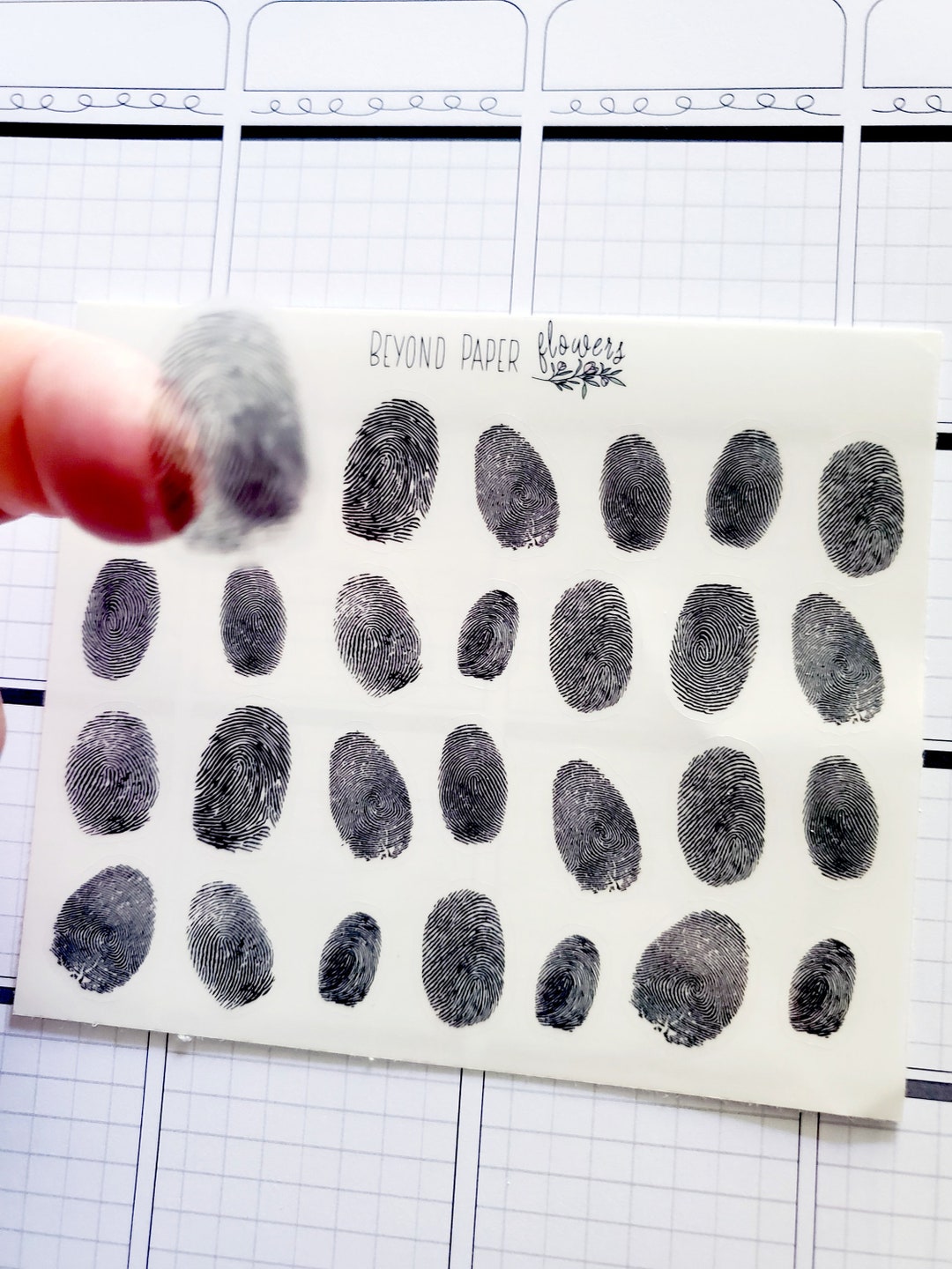 Finger Sticker Examples Clear Finger Print Sticker Sheet - Etsy