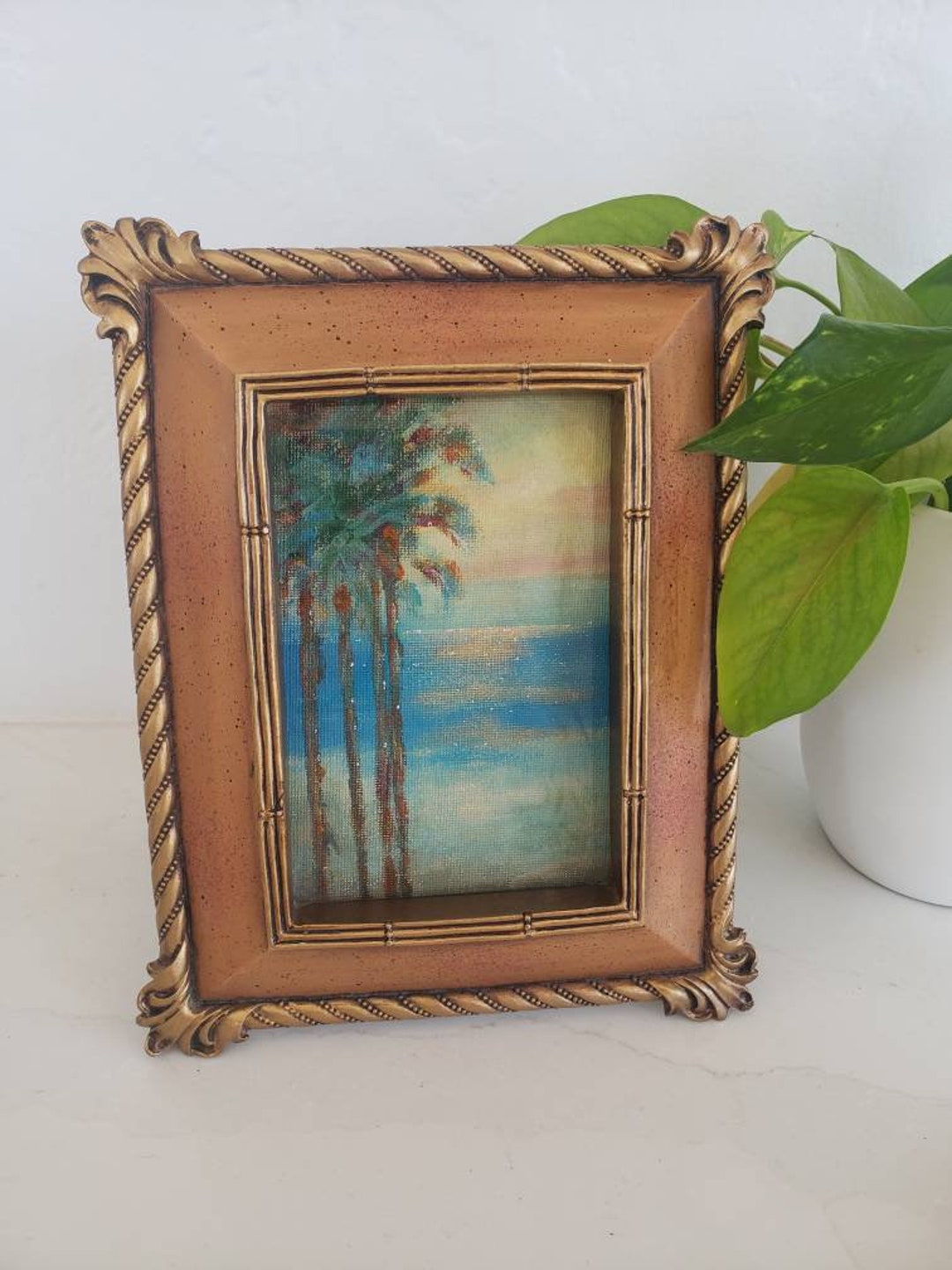 Abstract Sunset Palm Tree Painting Sunset Painting Seascape Painting