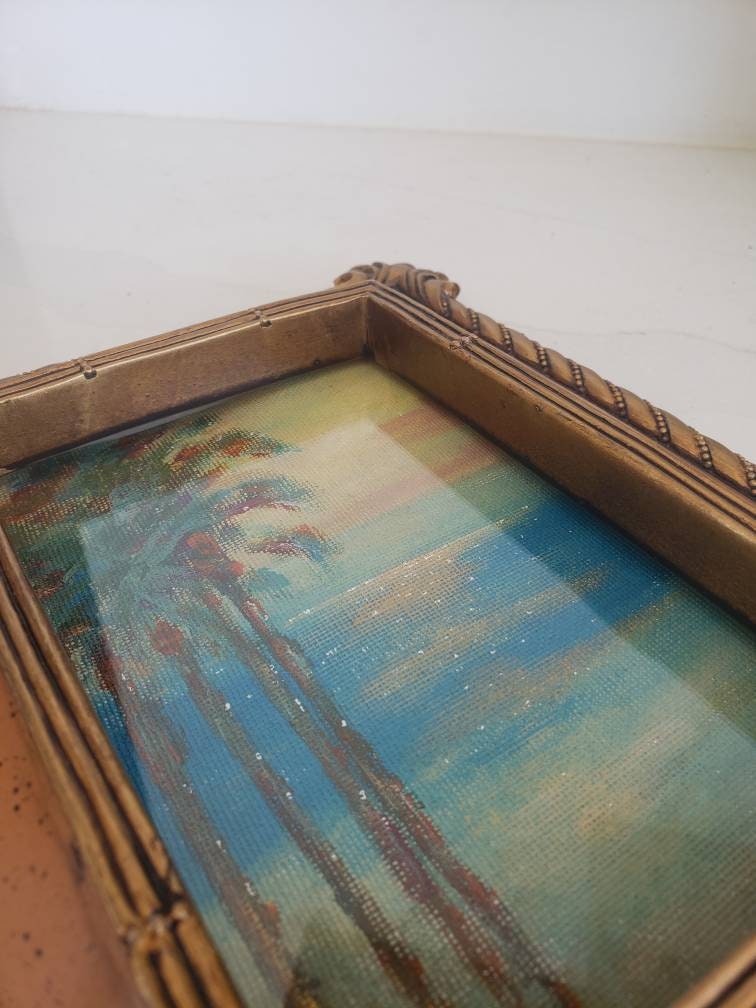 Abstract Sunset Palm Tree Painting Sunset Painting Seascape Painting