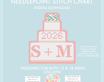 Wedding Cake Digital Needlepoint Chart | Custom Wedding Digital Stitch Chart PDF for Needlepoint Canvas | Paint Your Own NDLPT Canvas