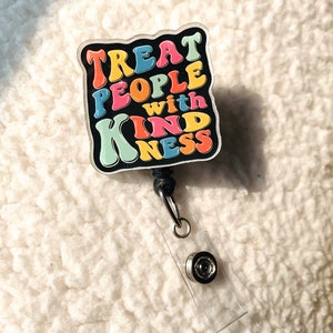 Kindness Badge Reel | Cute Badge Reel | Gift for Nurse | Medical Field Badge Holder | Be Kind Quote | 70s Font Quote