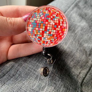 Disco Ball Badge Reel | Cute Badge Reel | Gift for Nurse | Medical Field Badge Holder | Colorful Badge Reel | 70s Badge Reel