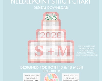 Hochzeitstorte Digitale Nadelspitze Stickmuster | Maßgeschneiderte digitale Hochzeits-Stichtabelle PDF für die Nadelspitze | Malen Sie Ihre eigene NDLPT-Leinwand