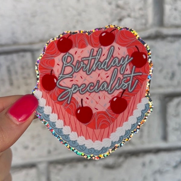 Birthday Specialist Sticker | Labor and Delivery Nurse Sticker | Vintage Cake Glitter Sticker | Gift for Her | Tumbler Sticker