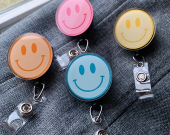Happy Face Badge Reel | Cute Badge Reel | Gift for Social Worker | Healthcare Worker Badge Reel | Gift for Nurse