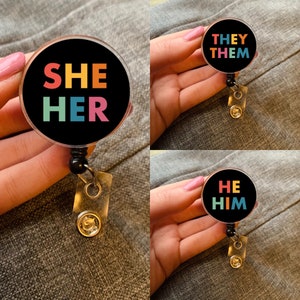 Pronoun Badge Reel | Cute Badge Reel | Gift for Social Worker | Healthcare Worker Badge Reel | Gift for Nurse