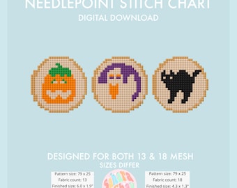 Halloween Cookie Digital Needlepoint Chart | Holiday Digital Stitch Chart PDF for Needlepoint Canvas | Paint Your Own NDLPT Canvas