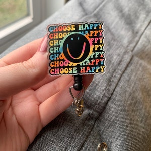 Choose Happy Badge Reel | Cute Badge Reel | Gift for Social Worker | Good Day to Have a Good Day Quote | 70s Font Quote