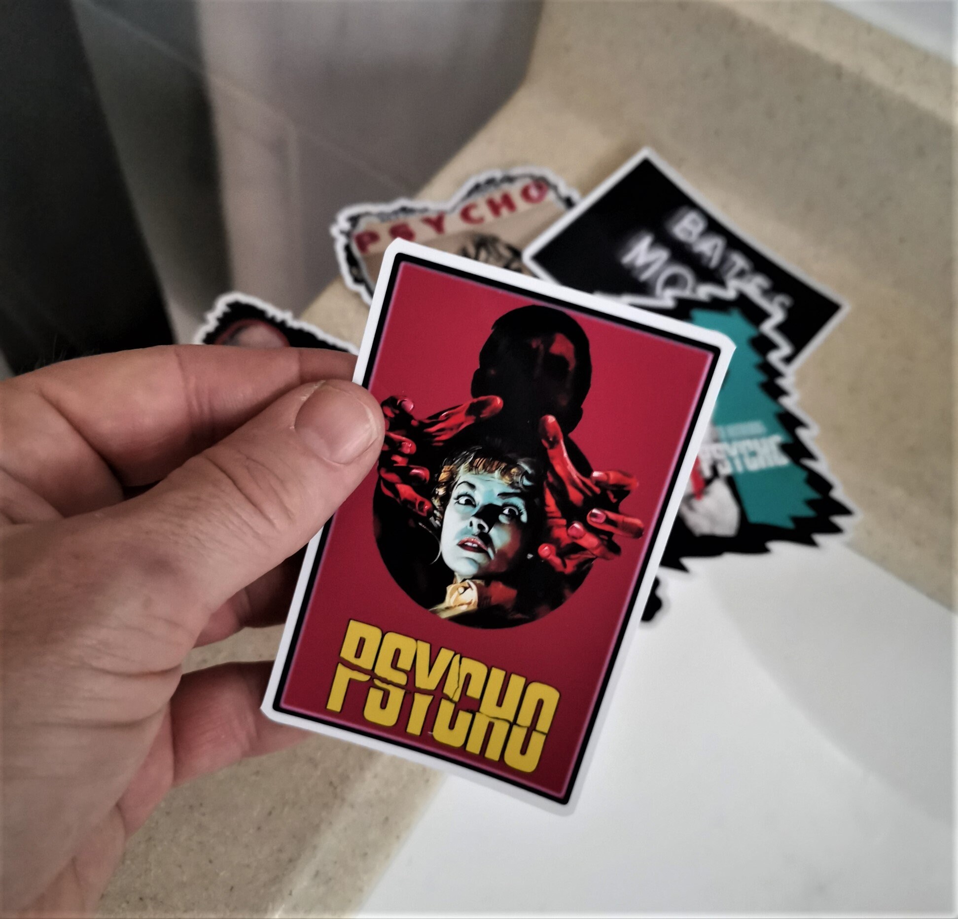 Psycho Text Sticker Stickers PSYCHO Vinyl Stickers Laptop Notebook Guitar Case Water Bottle ...