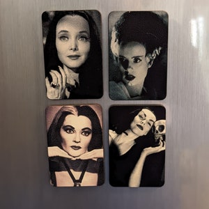 Horror Ladies Gothic Queens Refrig. Magnets Set of 4 Bride of Frank Morticia Lilly...