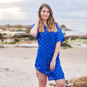 navy blue silk tunic dress Blue Silk Shirtdress