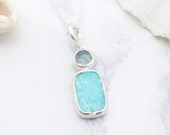 Amazonite & Aquamarine Pendant, Aquamarine Pendant, Aquamarine Jewellery, Aquamarine Jewelry, Gemstone Pendant, Handmade Pendant, Amazonite