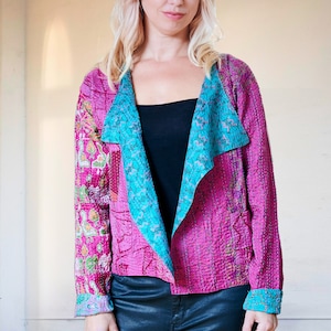 Handstitched Kantha Silk Jacket: Recycled Sari, Ethically Made