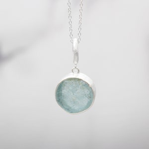 Handmade Aquamarine Pendant Necklace: Sterling Silver March Birthstone