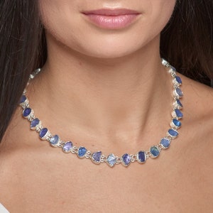 Tanzanite Gemstone Sterling Silver Necklace, Tanzanite necklace, tanzanite jewelry, tanzanite jewellery, handmade, December birthstone