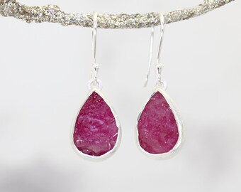 Ruby Gemstone Handmade Ladies Sterling Silver Earrings