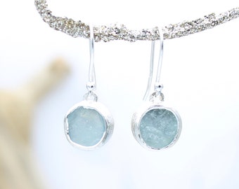 Aquamarine Gemstone Handmade Sterling Silver Ladies Earrings