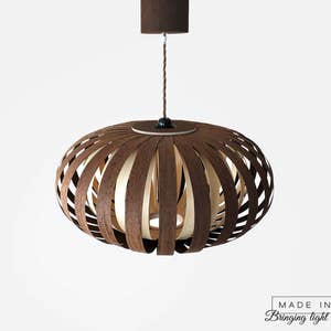 Pendant lamp - Wenge Birch Modern Natural Wood Veneer Exclusive Lampshade Lighting Patio Light Hanging Light