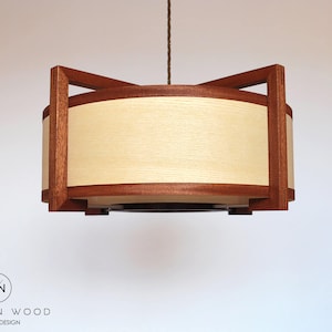 Wood pendant lamp / ceiling light. From Sapele and Ash.