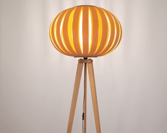 Floor lamp. Tripod style. Warm and natural light. Possible to order as pendant light. Different shades available.