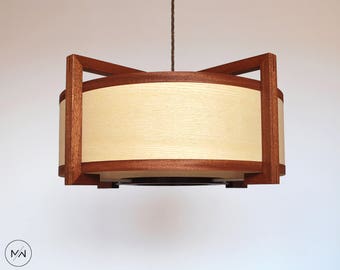 Wood pendant lamp / ceiling light. From Sapele and Ash.