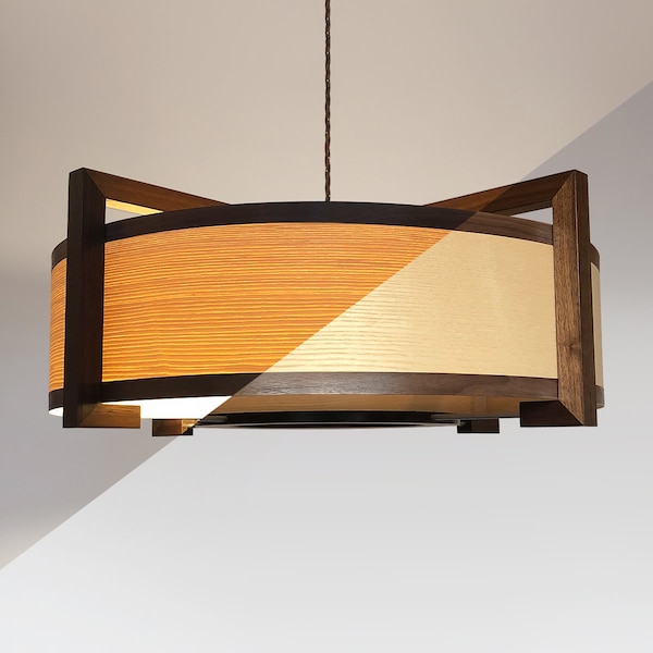 Ceiling light from wood in contemporary style - Model "Kulindros XL"