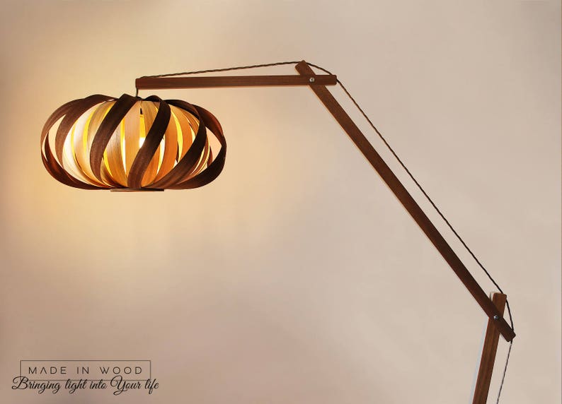 Floor lamp, arch lamp, design lamp, veneer lamp, modern lamp, mahogany, ash, plywood lamp, wood lamp 画像 3