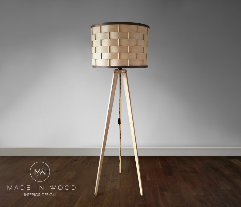 Floor Lamp From Wood Tripod Style Warm And Natural Light Diffe Shade Available