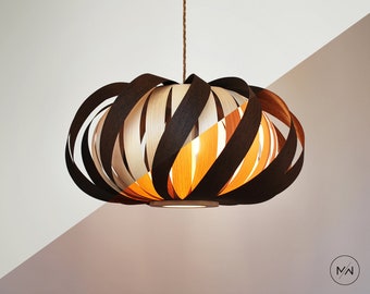 Pendant lamp / Ceiling light from wood. Wenge and Ash veneer.