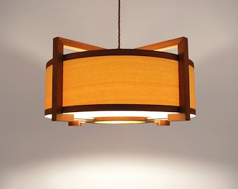 Ceiling light / Pendant lamp from wood - Sapele and Ash veneer.