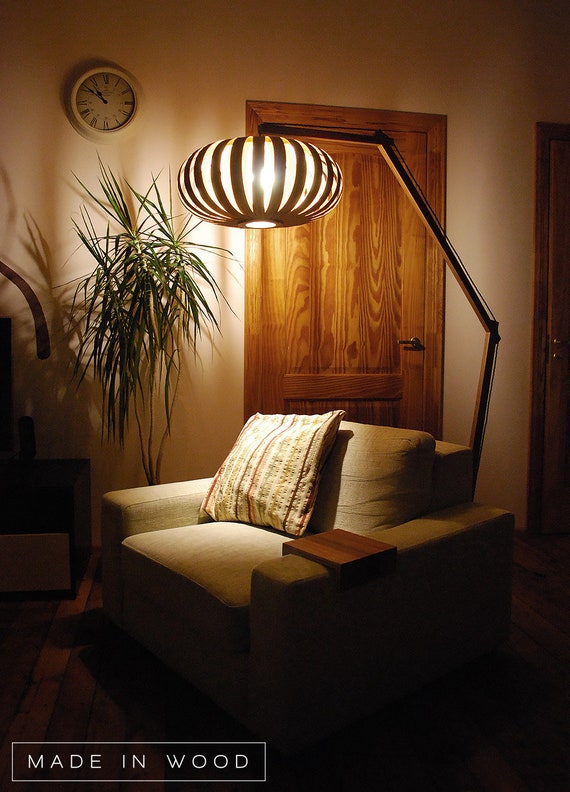 Lampada da terra / Bella fatta a mano, lampada ad arco, lampada di design,  lampada impiallacciata, lampada moderna, lampada in compensato, lampada in  legno mogano -  Italia