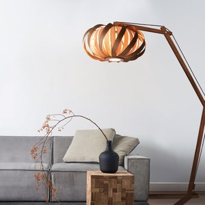 Floor lamp, arch lamp, design lamp, veneer lamp, modern lamp, mahogany, ash, plywood lamp, wood lamp 画像 2