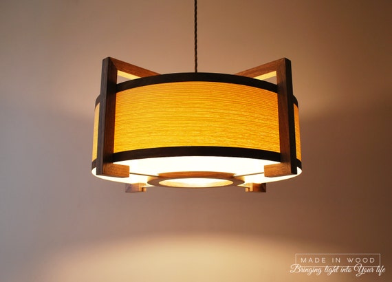 Pendant Lamp From Walnut And Ash Veneer Modern Ceiling Light Etsy