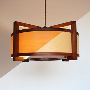 Natural ceiling lamp from wood of high quality.