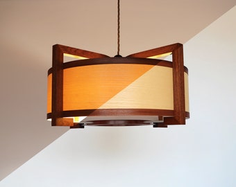 Natural ceiling lamp from wood of high quality.