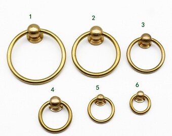 10 x Quality Small Drop Ring Pull Handle POLISHED BRASS Furniture Sideboard