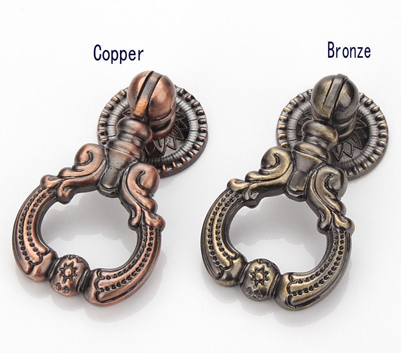 Bronze Drop Pulls Handles Knobs Drawer Pulls Knob Vintage Etsy