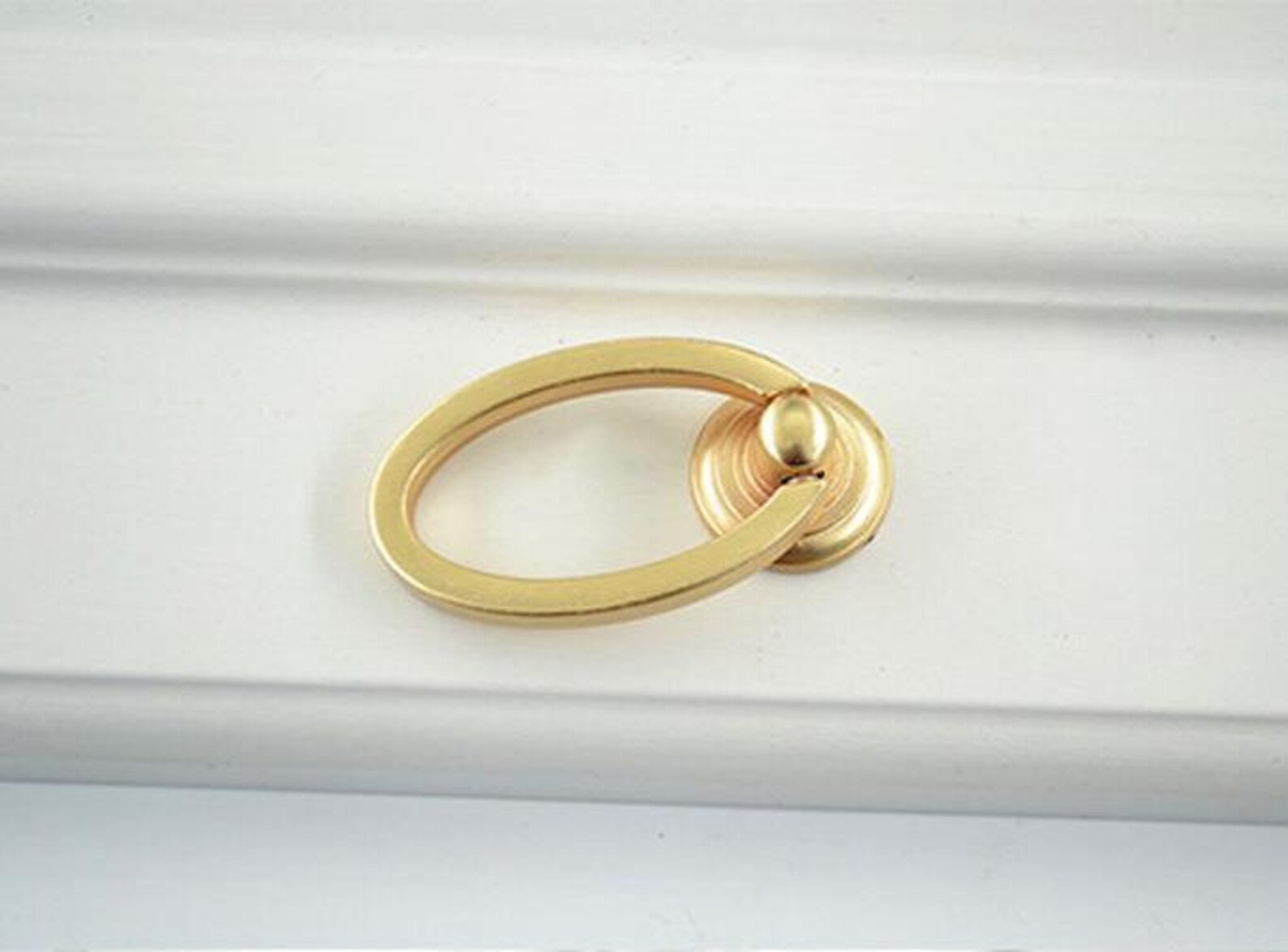 Gold Ring Drawer Pull Knob Oval Dresser Pulls Handle Clover Etsy