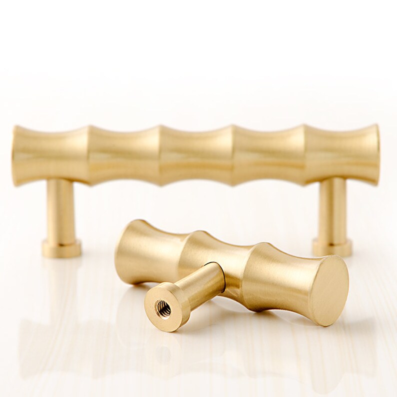 Brass Bamboo Door Handles T Bar Knobs Drawer Pulls Handle Etsy UK
