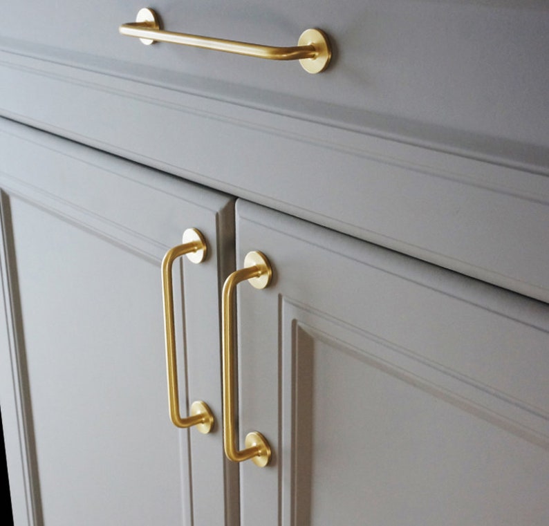 2.5 3.75 5 Brass Bar Door Pulls Handles Drawer pulls handle Dresser handle Cabinet Pulls Handle Wardrobe handles 64 96 128 160mm image 6