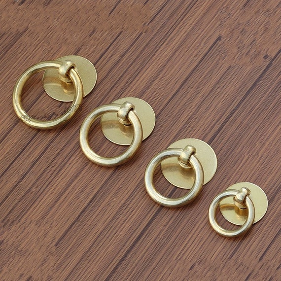 Rings Single Hole Knob Brass Door Handle Gold Drawer Pulls Knob Dresser Handle Wardrobe Cabinet Pulls Knobs Vintage Closet Handle Hardware