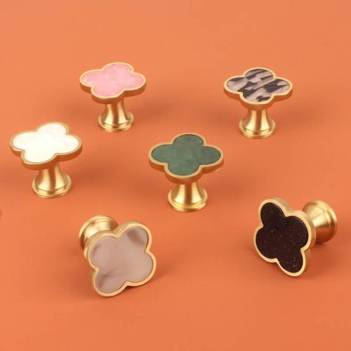 Gold Ring Drawer Pull Knob Oval Dresser Pulls Handle Clover Etsy