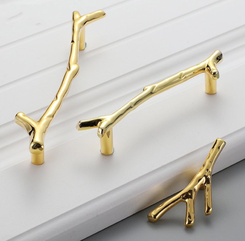 3.75 5 Gold Branch Handles Knobs Drawer Door Pulls Etsy