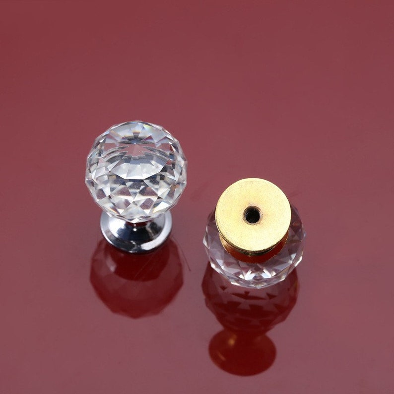 Ball Crystal Glass Single Hole Knob Chrome Clear Door Knobs Etsy