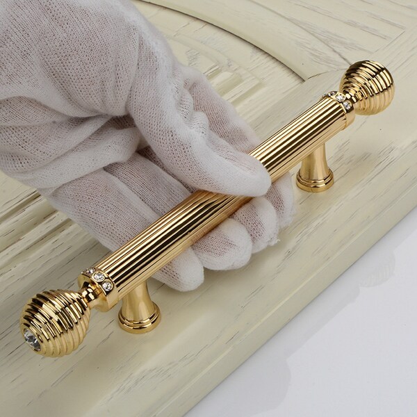 3.75" 5" 7.55" Golden Set With Diamonds Door Handle Drawer pulls knob Dresser handle Modern Cabinet Pulls Knobs Closet wardrobe knob 96 128