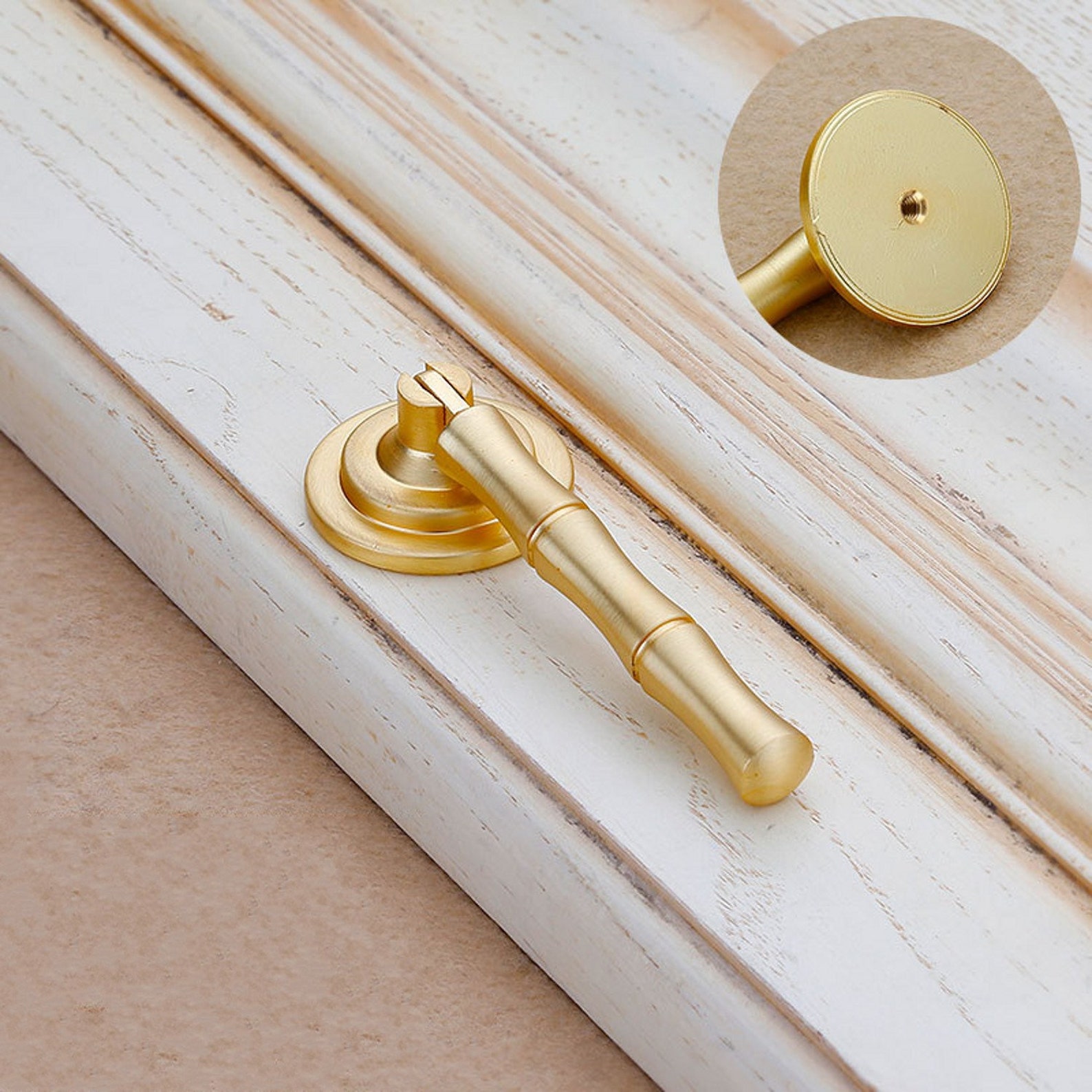 Gold Wire Drawing Single Hole Knob Handle Bamboo Drawer Pulls Etsy