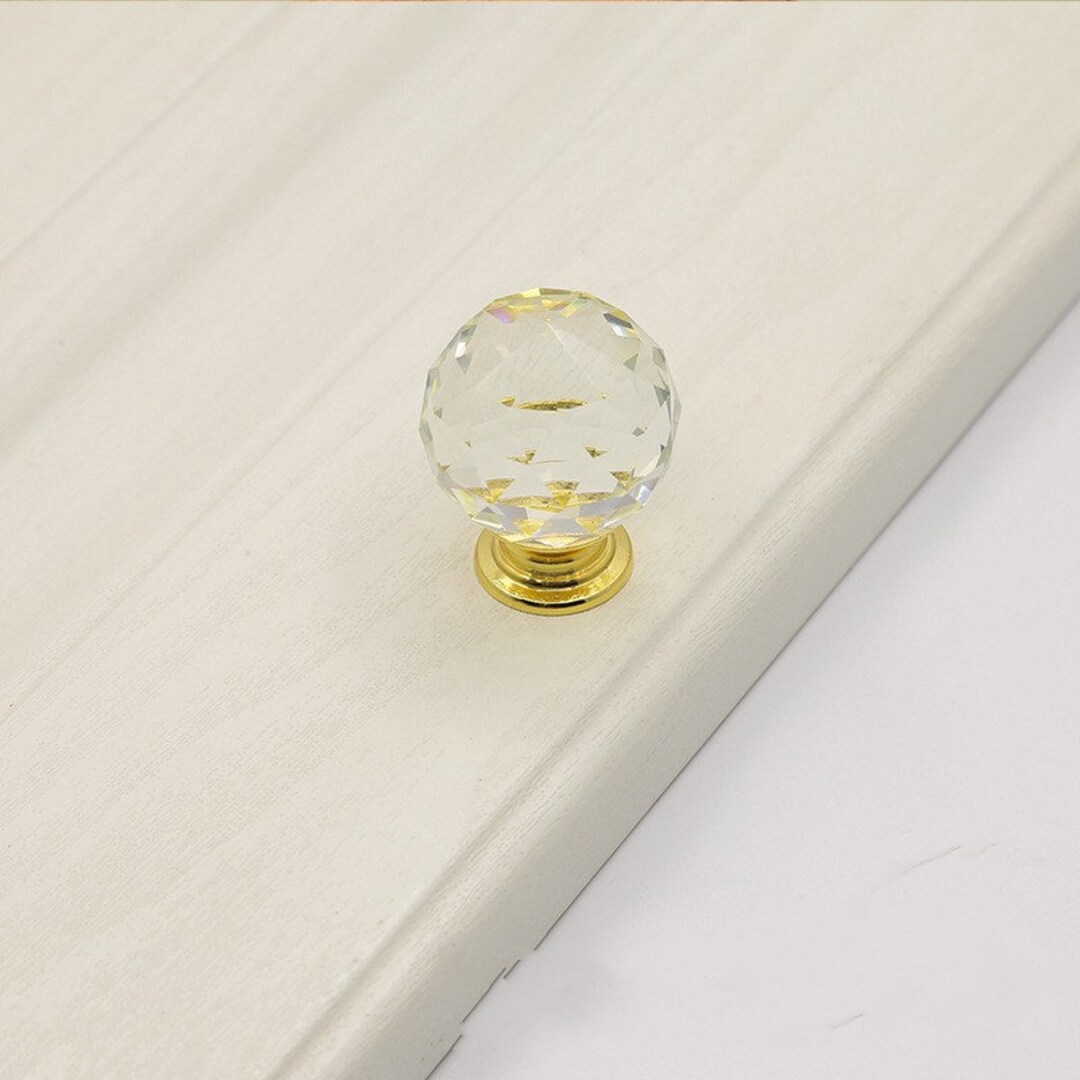 Clear Crystal Single Hole Knob Ball Door Handle Drawer Pulls Etsy