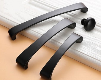 3.75" 5" 6.3" Black Door Handles pulls Drawer pulls knob Dresser handle Modern Cabinet Pulls handle Closet wardrobe handles 96 128 160mm