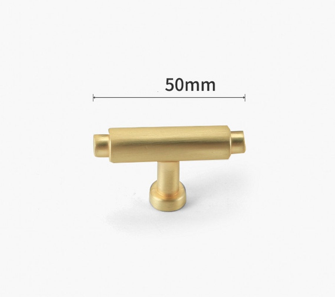 Brushed Brass T Bar Knob Handle Cupboard Knobs Pulls Drawer Etsy