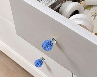 Crystal Glass Door Knobs, Zinc Alloy Cabinet Pulls (30mm)